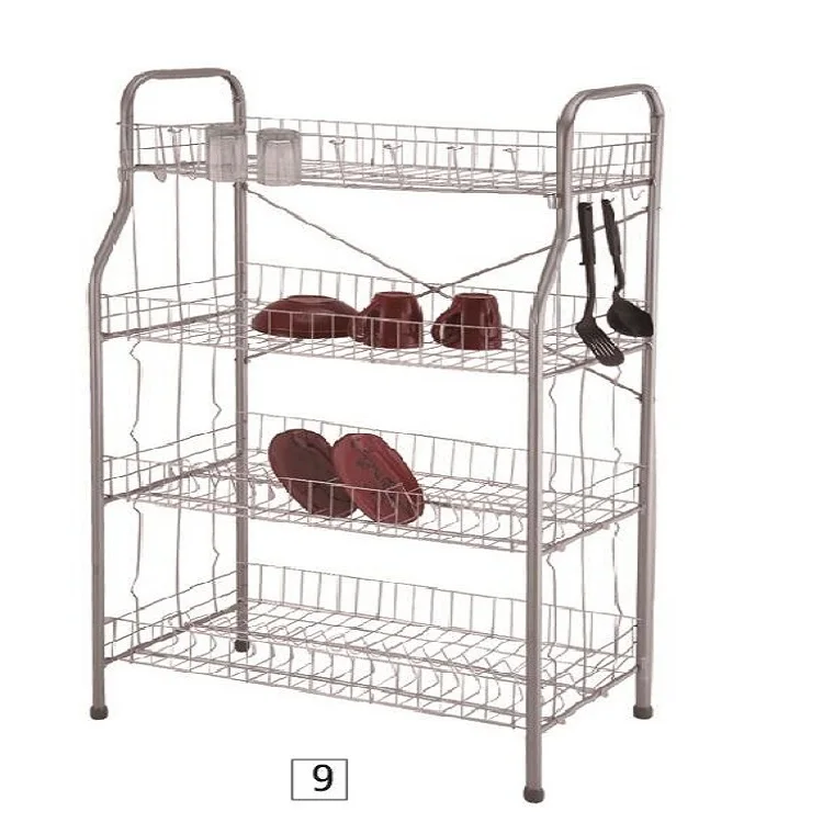 LINK BEST chromium 4 tier dish draining drying rack for kitchen