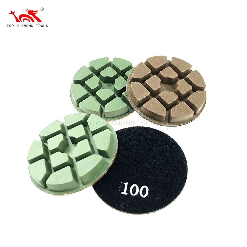 Diameter 3 inch or 4 inch Resin Diamond Polishing Pads For Wet Or Dry Polishing Concrete Terrazzo Stone Floor
