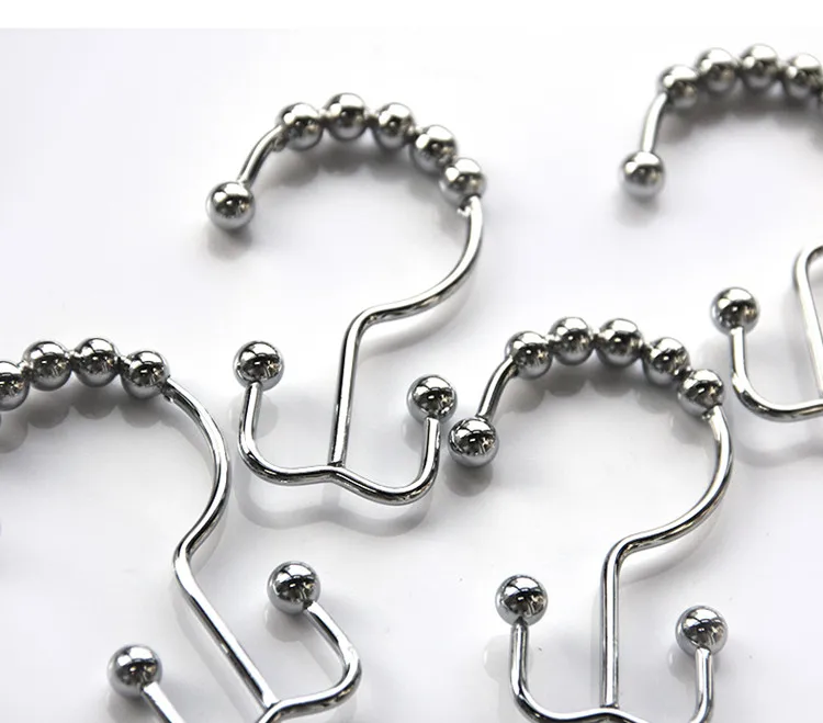 
Double Slide Head Bathroom Shower Rod Type Stainless Steel Curtain Hook 