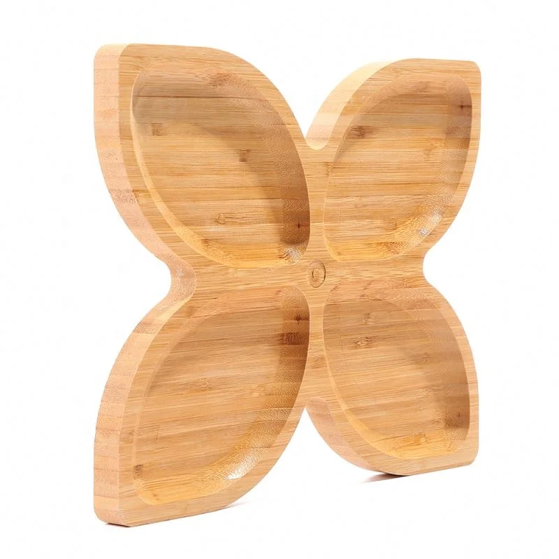 
Wooden Divide Condiment Sauce Plate, Dipping Tray Snacks For Party Plates 