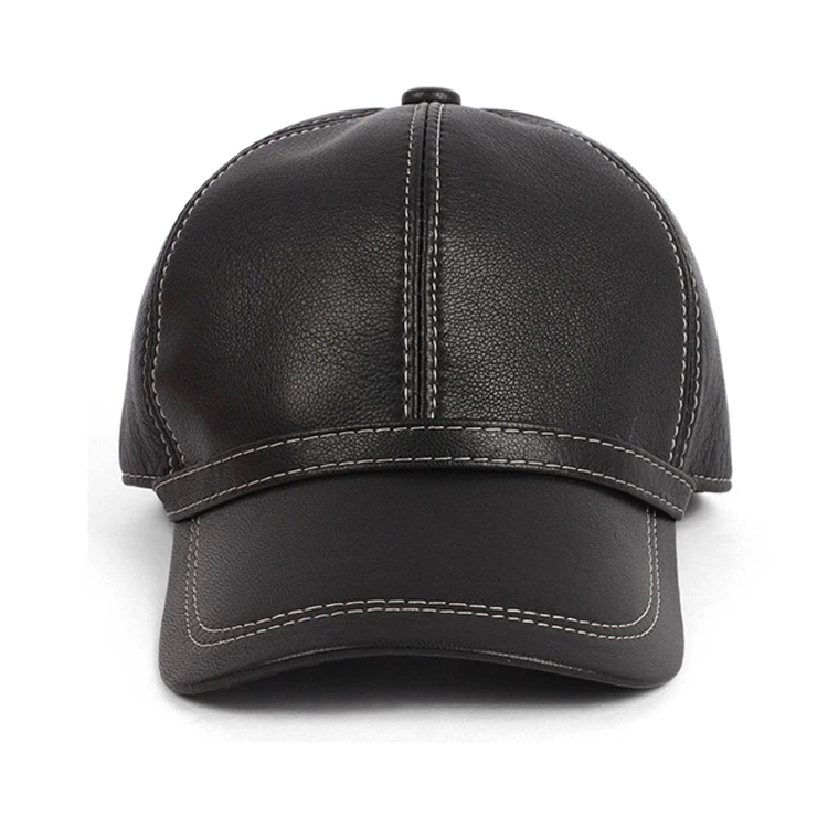 Fashion  wholesale Promotional black Leather Baseball Caps for Sale