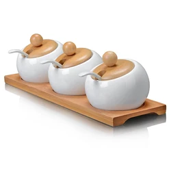 Size customized material ceramics. wood kitchen spice box