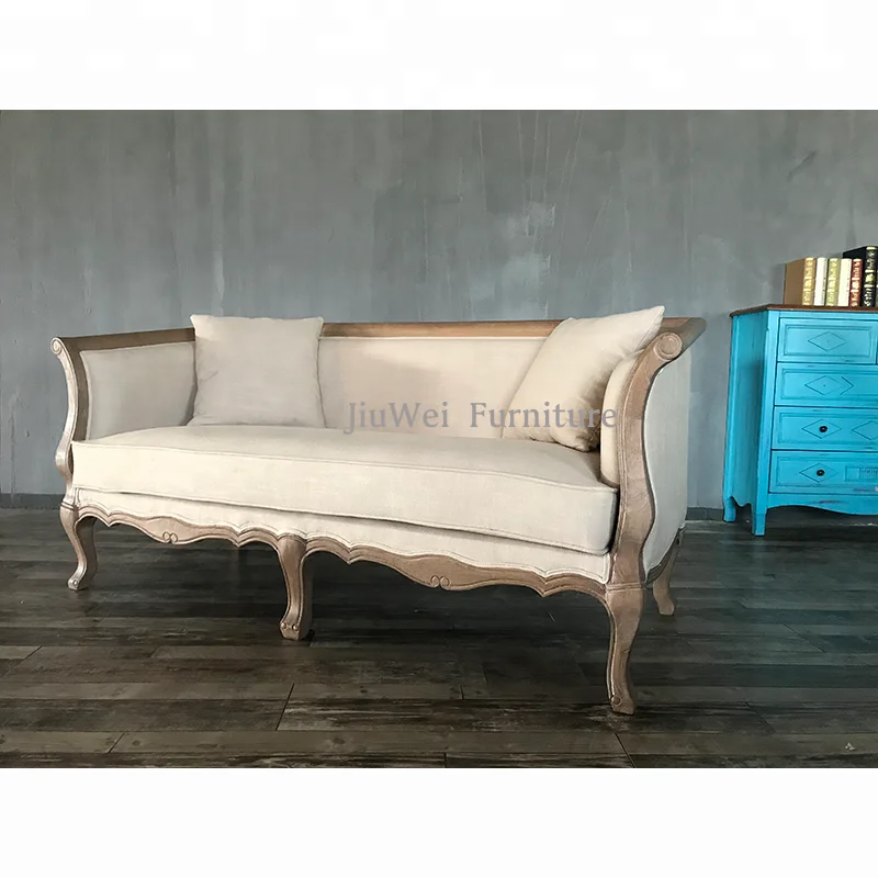 Top sell low price French Provincail Classic Wooden Wedding Lounge Sofa  living room furniture 3 seater sofa