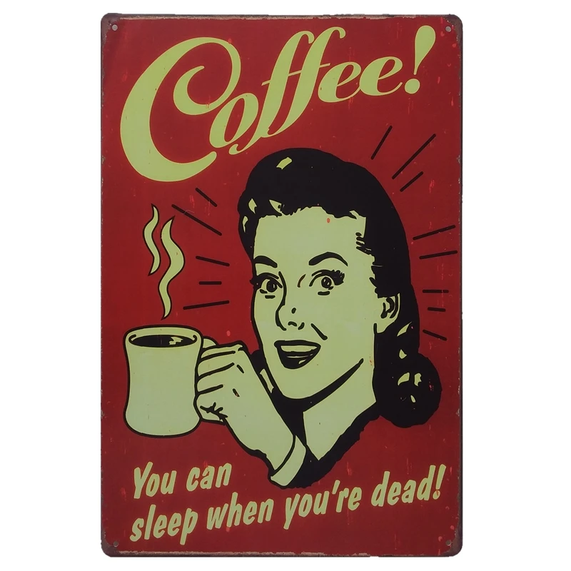 
Coffee Bakery Tin Sign Bar Pub Home Wall Decor Retro Metal Art Poster Metal Plate Plaques Vintage Finish Retro Bar Sign 