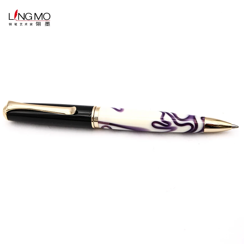 Lingmo Luxury High Quality Gift Marble Resin Ball Pen Acrylic Ballpoint Pen With CustomLogo