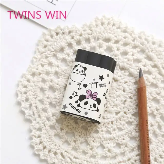 Hot sale in Amazon cute korean stationery custom printed cartoon funny animal design black rubber erasers