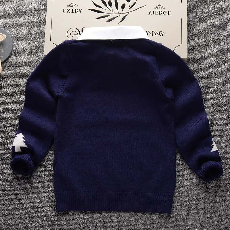 
3 pieces trees cartoon shirt collar baby boys sexy elegant knitting garment green sweater models 