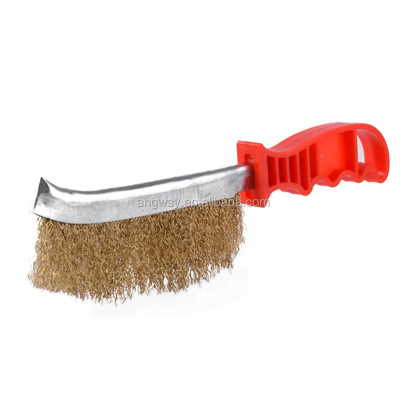Factory Direct Stainless Steel Plastic Handle Knife Brush Copper Plated Brass Wire Universal Hand Brush