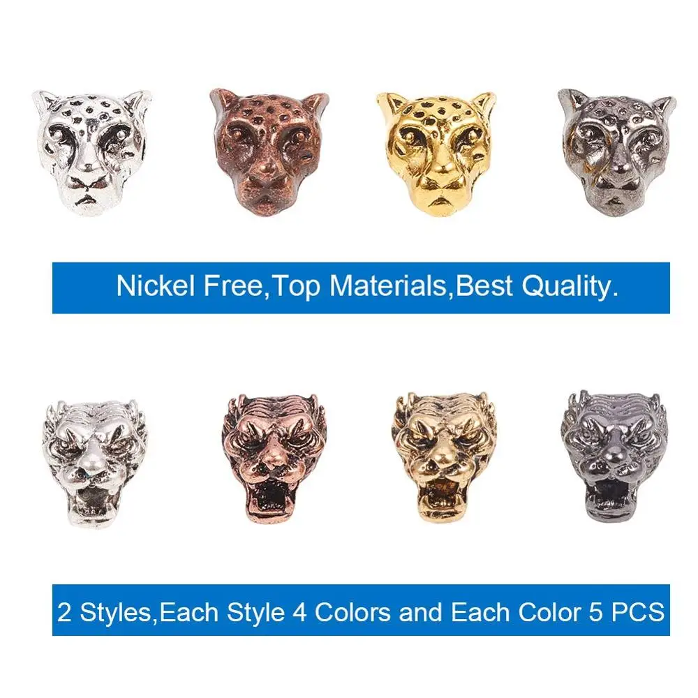 Alloy Lion Head Beads Connector Charm Beads for Bracelet Necklace Earrings Jewelry Making Crafts