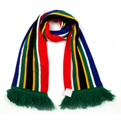 Вязаный футбольный шарф на заказ, акриловый новый дизайн, логотип на заказ, полосатый футбольный шарф