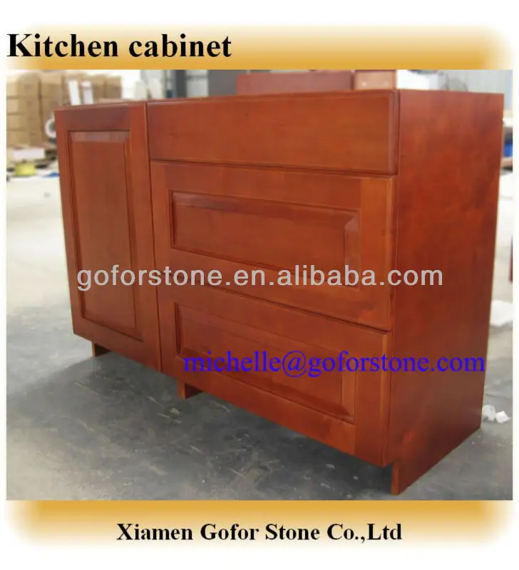 Solid wood cherry color kitchen cabinets free standing