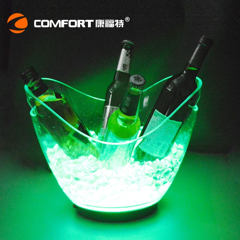 COMFORT Wholesale Cheap Promotion Custom Acrylic Plastic Beer Wine Cooler Light Led Ice Buckets