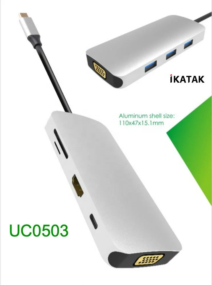 Новый продукт 8 в 1 USB 3 0 концентратор HD VGA Цифровой AV USB-C