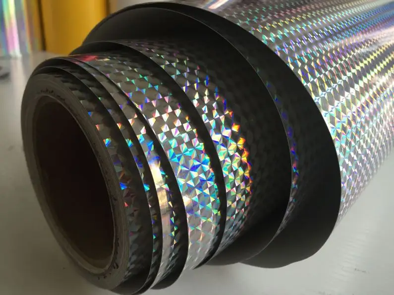 PET logo design chrome mirror vinyl roll sheet adhesive water-repellent 3d sticker anlistating transparent holographic film