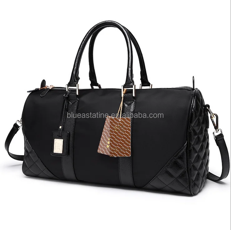 
Expandable Weekend Overnight Travel Duffel Bag Black Top Grain Leather,Mens Leather Overnight Bag 