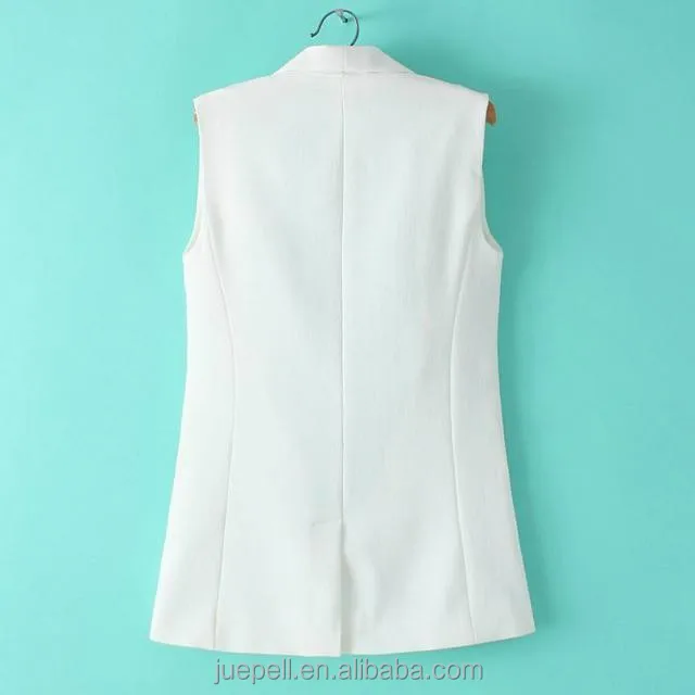 
OEM notched collar open front sleeveless women long blazer jacket / waistcoat 
