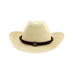 Whole Sale Beach Sun Hat Classic Cowboy Straw Hat Topper Panama Hat Cheap