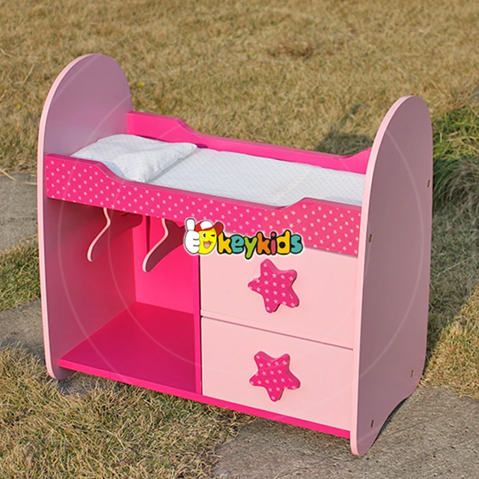 wholesale baby lovely wooden 18 inch doll bunk bed miniature pink wooden 18 inch doll bunk bed with storage W06B025