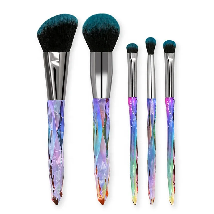 Sialia Wholesale Private Label 5 Pcs Glitter Crystal Handle Makeup Brush Set High Quality Make Up Brushes Kit