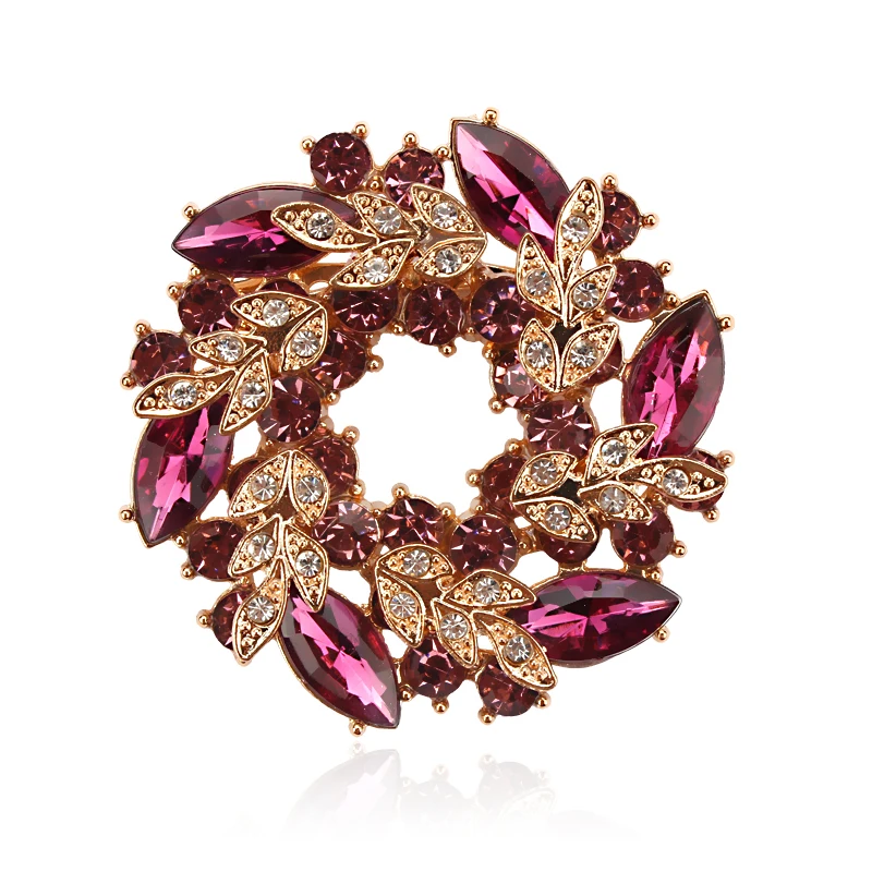 Beautiful Crystal Diamante Floral Garland Flower Brooches in Assorted Colors for Women or Wedding Decoration Jewelry