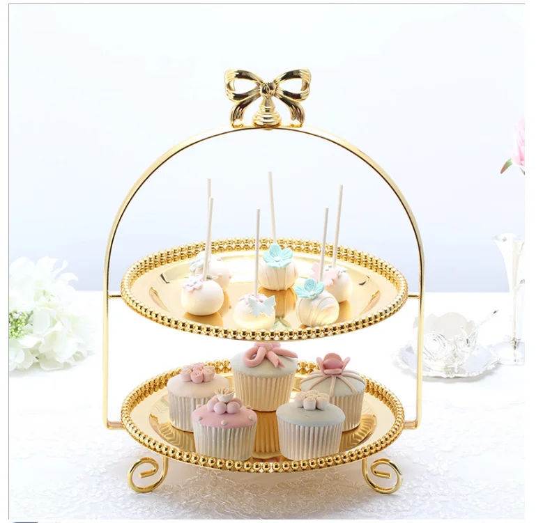 Miniature Wholesale Cheap Wedding Decorations 3 Tiers Small Mini Cupcake Holder Gold Cardboard Aftermoon Tea Cake Stand