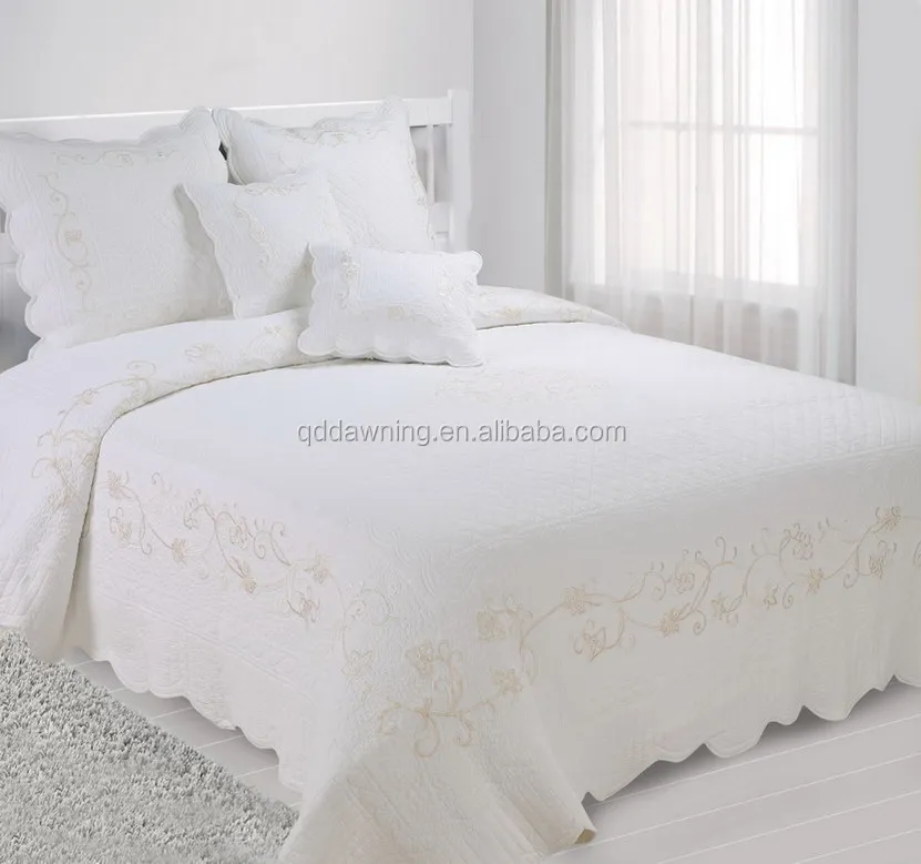 Modern fashion over sized cotton quilt bedspread wedding bed sheet set