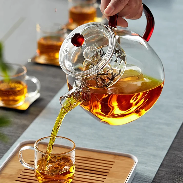 Heat resistant clear glass teapot to boil water