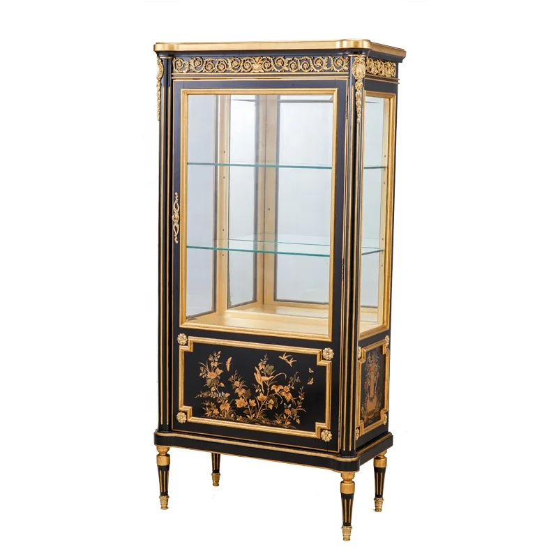 Wooden Single Door Hand painted  Display Cabinet with Glass