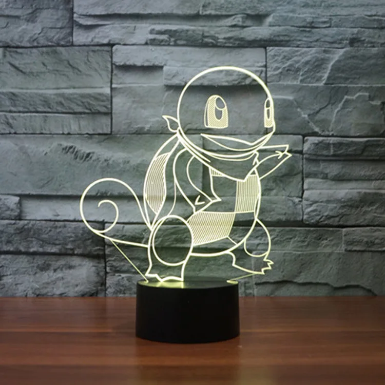 Little Turtle LampAcrylic 7 Color Changing USB charge 3D LED squirttle night light with 3D luminous Decor table lamp nightlight