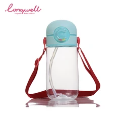 Straw Water Bottle Baby Outdoor Strap Hands Free Silicone Sippy Cups BPA Free Custom Printed Logo OEM Tritan Drinking Bottles