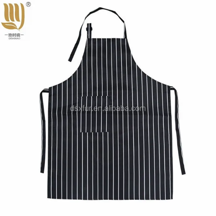 
Cheap Price Imprinted Stripe Adjustable Apron with Pockets Double side Kitchen Apron With Pockets 