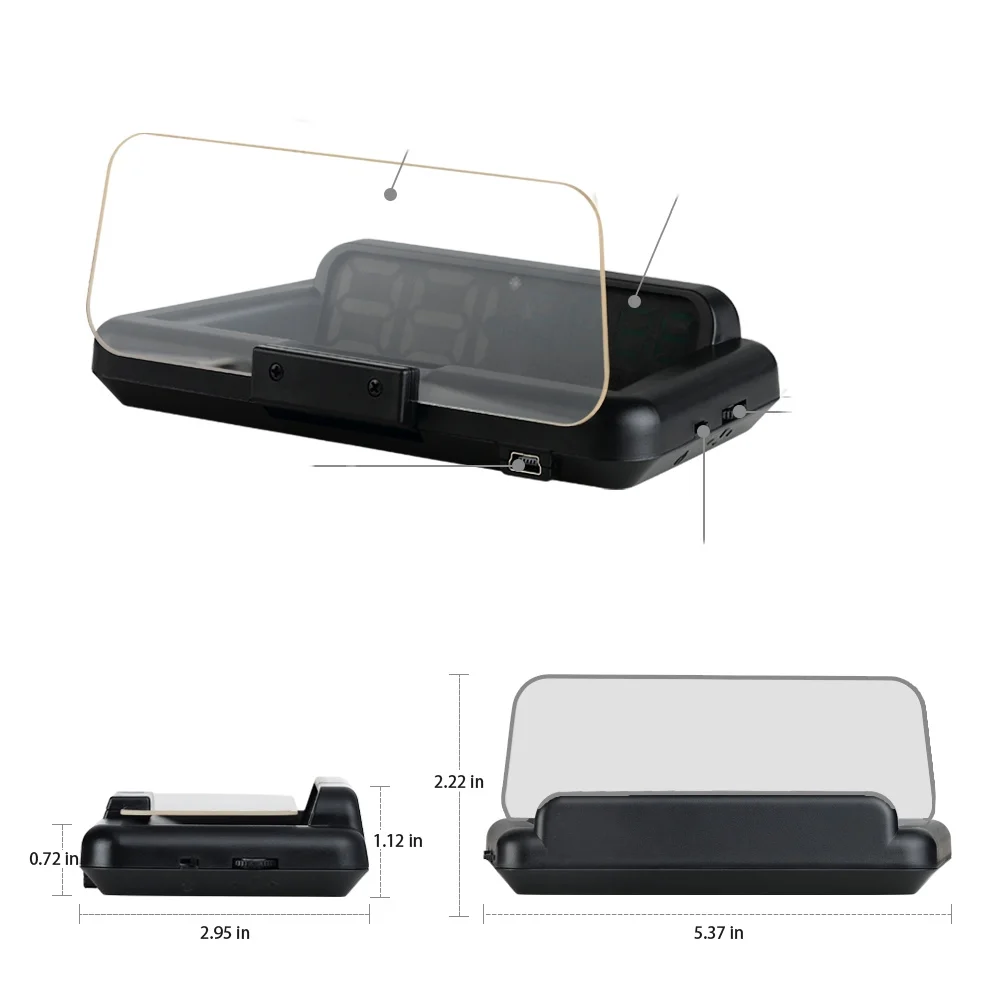 OBD2  HUD  Head up Display Mini Projector Driving Assistant Speed Display, Fuel consumption