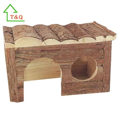 Wooden Pet Houses Small Animal Hut Bark Hamster Cages