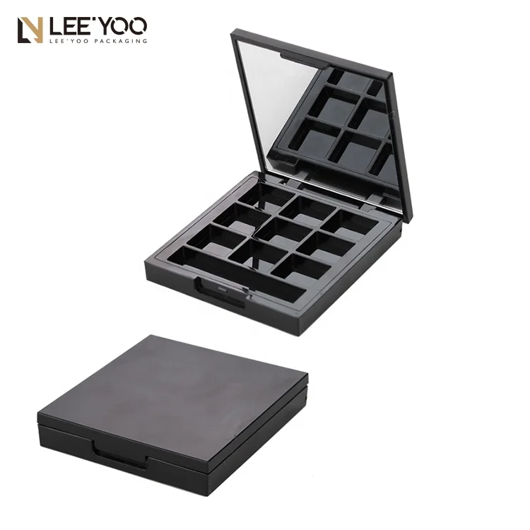 New square 9 colors empty eyeshadow palette and window eye shadow case plastic eyebrow case cosmetics packaging