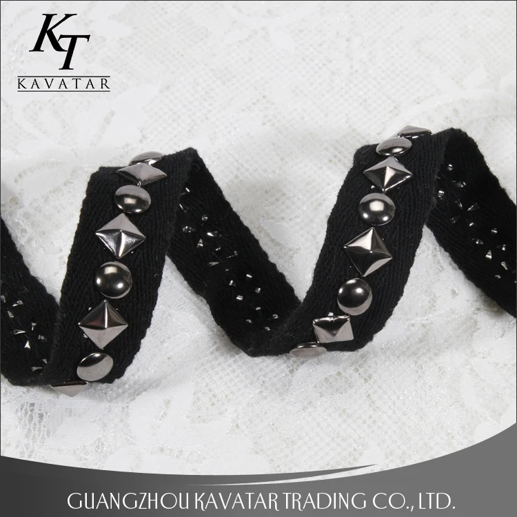 Kavatar wholesale custom black polyester decoration tape trim with Copper