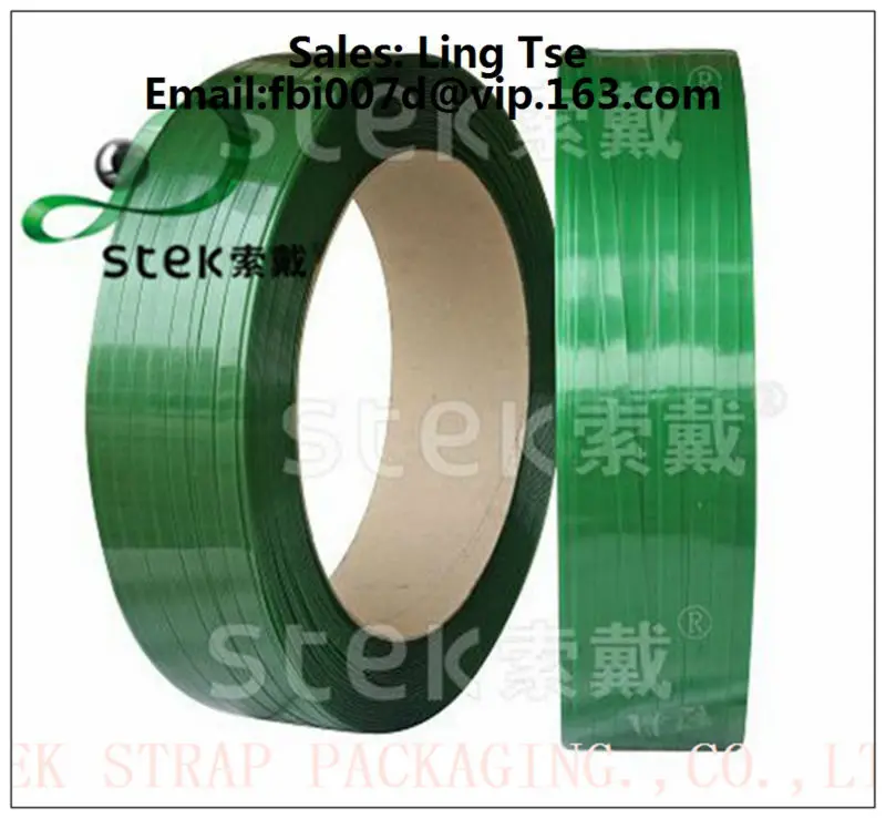 STEK PET STRAP GREEN  EMBOSS/SMOOTH FINISH Automatic / Manual Use Polyester PET Strap Roll