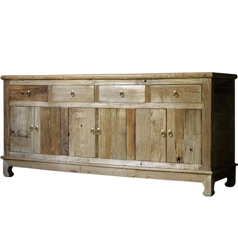 Reclaimed elm natural wood  rustic furniture solid wood customized furniture bespoke furniture supplier living room cabinet