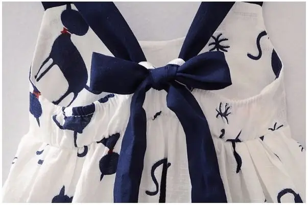 2023 children frocks kids gown designs white animal printing linen girls birthday party dress