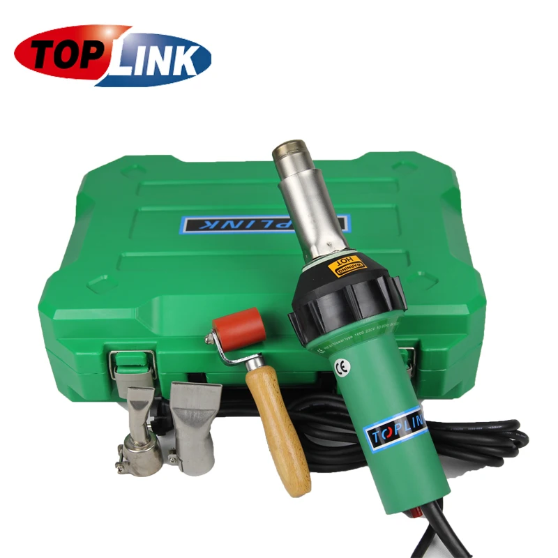 TOPLINK 220v/110v 1600w Hot air plastic welding gun kits PP LDPE PVC heat gun hot air blower HDPE geomembrane welder