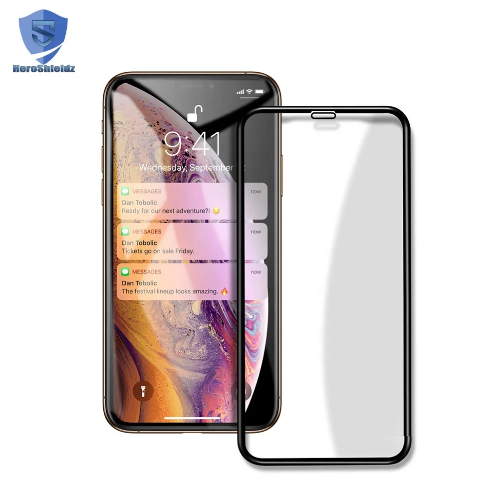
Premium 0.26MM Tempered Glass For iPhone XS MAX 9H Screen Protector, 5D XS MAX Tempered Glass Screen Protector Silk Twin Pack 