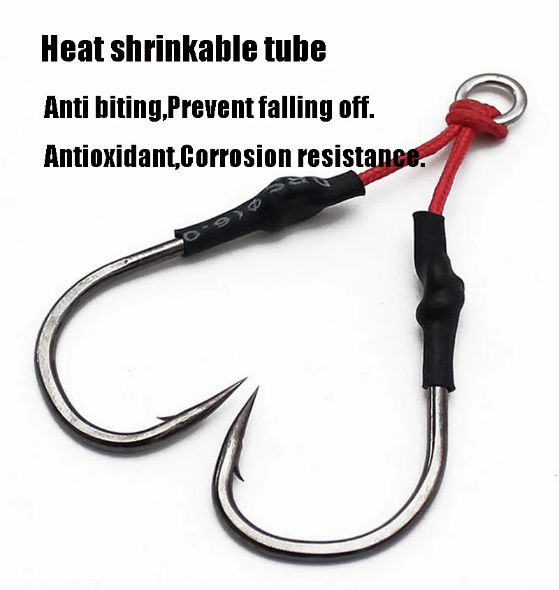 Качественное кольцо из нержавеющей стали Amazon, Высокоуглеродистый крючок для джиггинга, двойные вспомогательные прочные рыболовные крючки