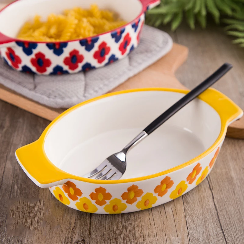 Wholesale Reusable Ovenware Stoneware Cheese Baking Dish with Double Handle