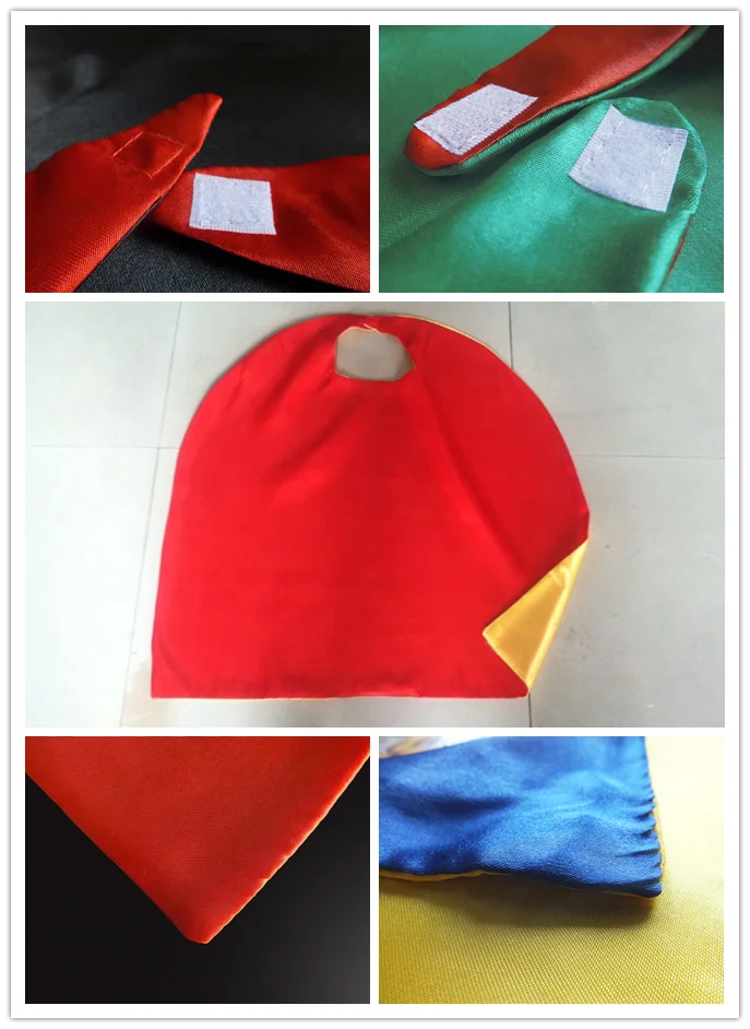 Custom logo printed cosplay costume satin silk superhero cape and masks for kids children