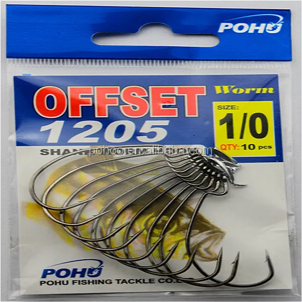 Offset shank worm fish hook bass hook