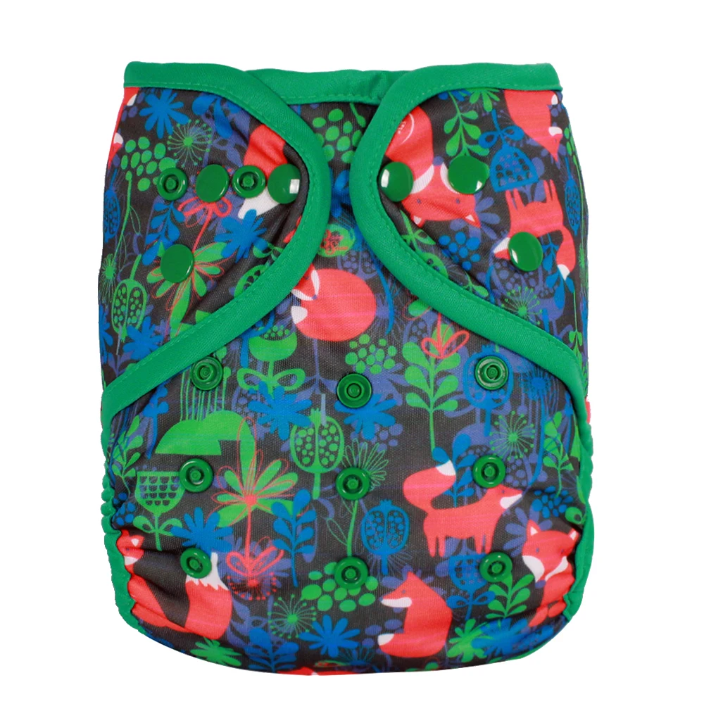 
Reusable asborbent baby all in one cloth diapers washable AIO diapers with microfiber inserts double gussets binding overnight 