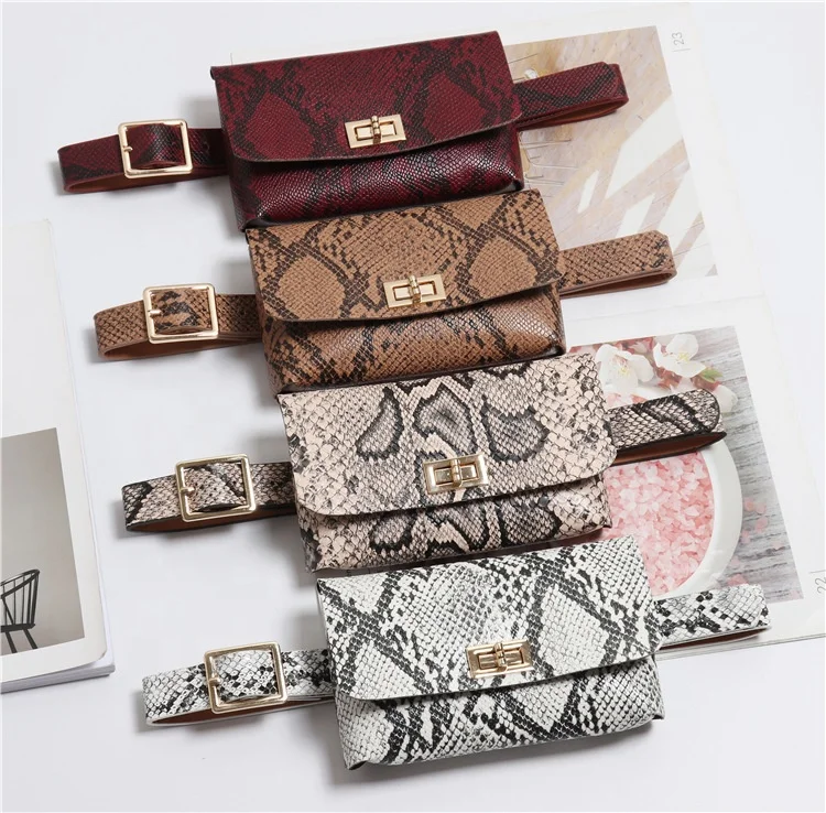 
New arrive snake skin waist belt bag mobile phone bag waist belt dual-use girdle women animal patterns fashion fanny packs 