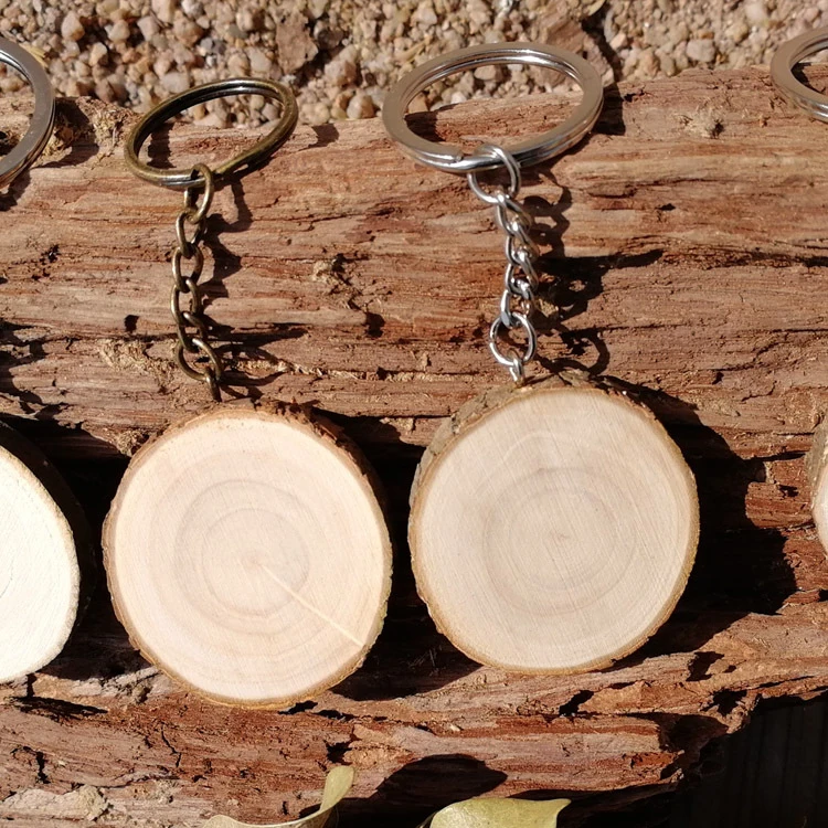 Cheap Wholesale Promotional Wooden Keyring Customize Printing Carving Logo Blank Wood Keychain