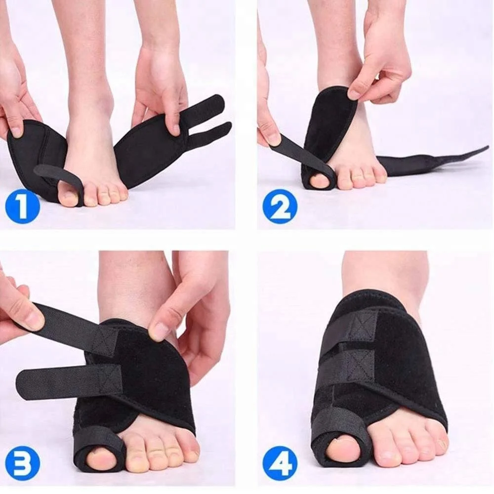 
Bunion Corrector Splint Brace Pads Black Adjustable Hallux Valgus Nylon Bunion Corrector 