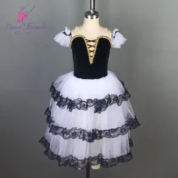 Романтическое Многоярусное платье-пачка для взрослых и девушек, красное испанское балетное длинное платье-пачка для танцев, костюмы для выступлений, 18004