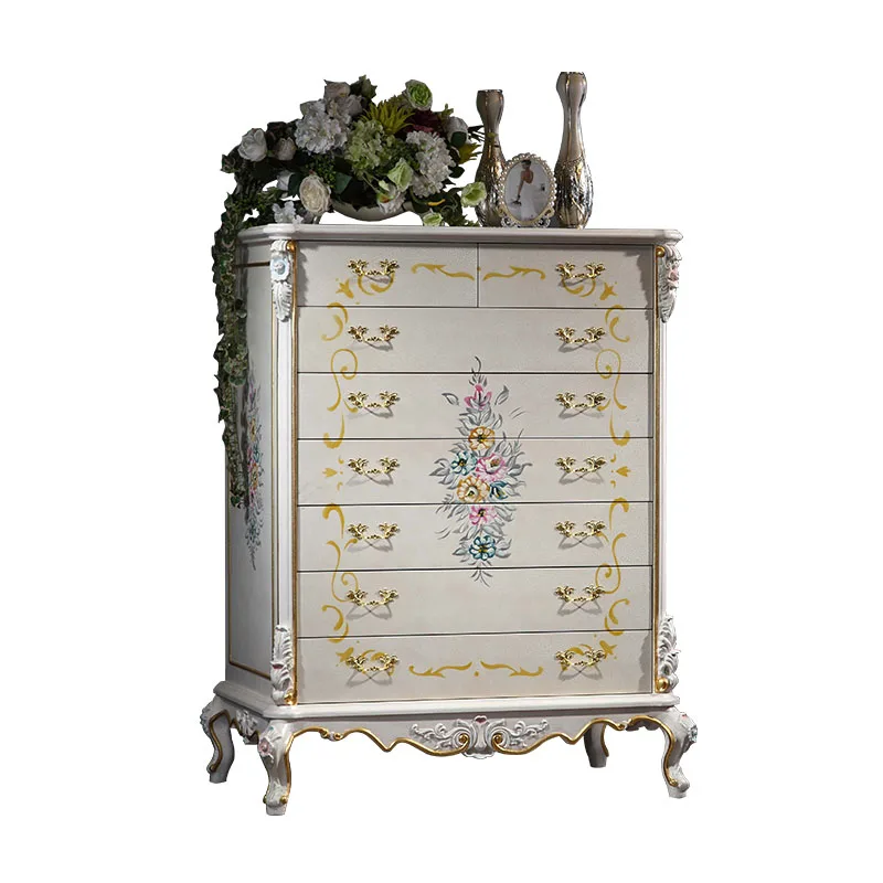 hand carved wood antique chest - home furniture chest of eight drawers